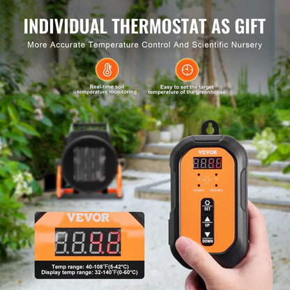 1500W Portable Greenhouse Heater with Adjustable Thermostat|Compact PTC Heating for Greenhouses, Grow Tents & Plant Spaces.