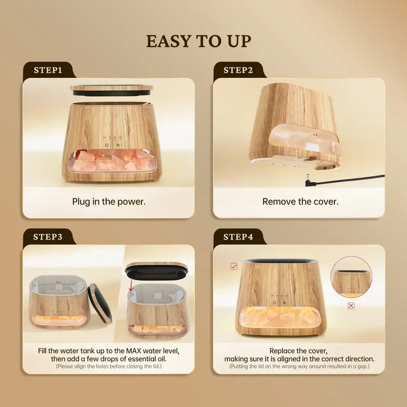 Himalayan Salt Lamp Humidifier & Essential Oil Diffuser with Warm Ambient Light