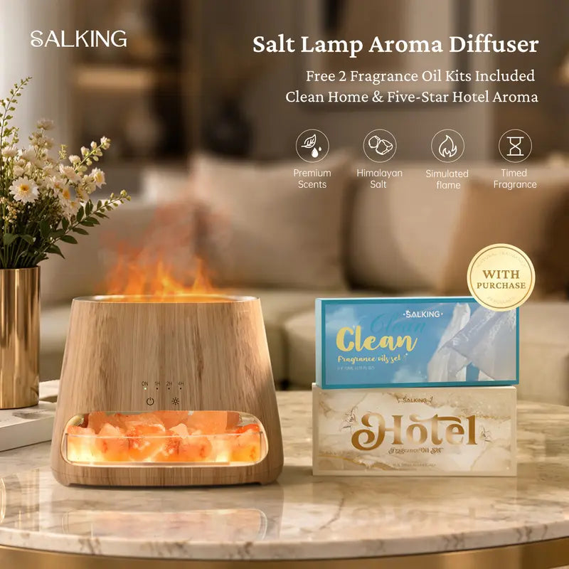 Himalayan Salt Lamp Humidifier & Essential Oil Diffuser with Warm Ambient Light