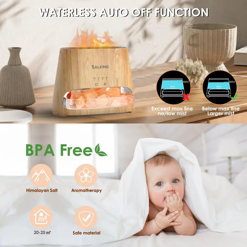 Himalayan Salt Lamp Humidifier & Essential Oil Diffuser with Warm Ambient Light