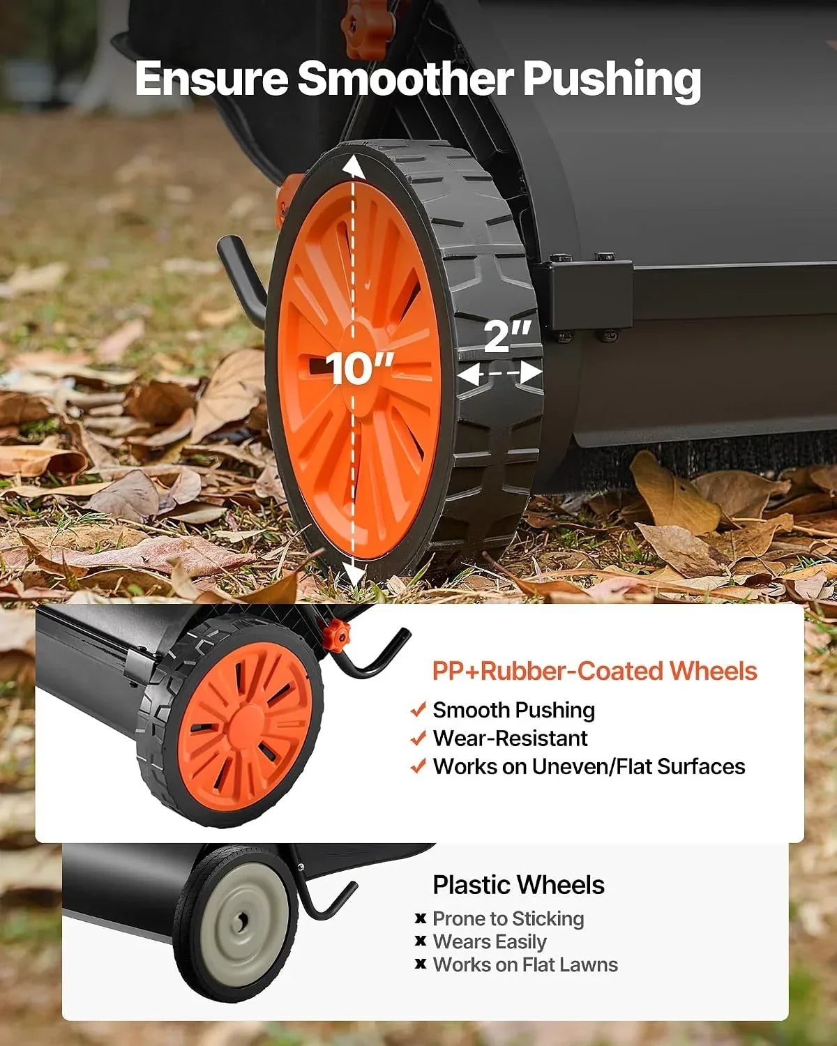 26-Inch Push Lawn Sweeper with 7 Cu. Ft. Hopper Bag, Heavy-Duty Leaf & Grass Collector with Adjustable Brushes for Yard Cleanup