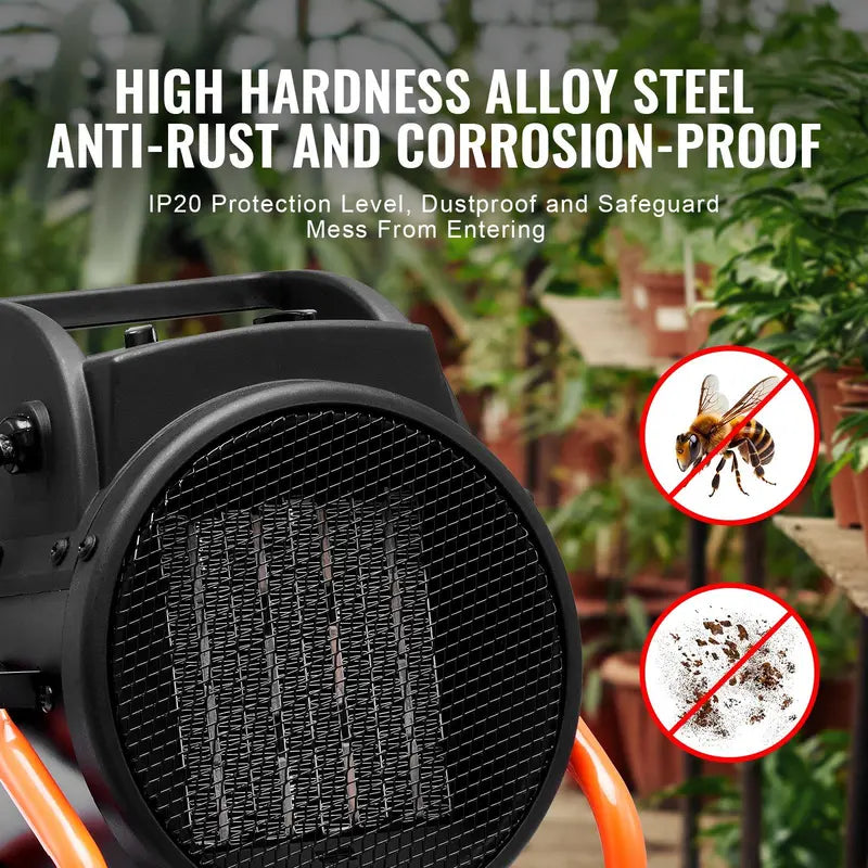1500W Portable Greenhouse Heater with Adjustable Thermostat|Compact PTC Heating for Greenhouses, Grow Tents & Plant Spaces.