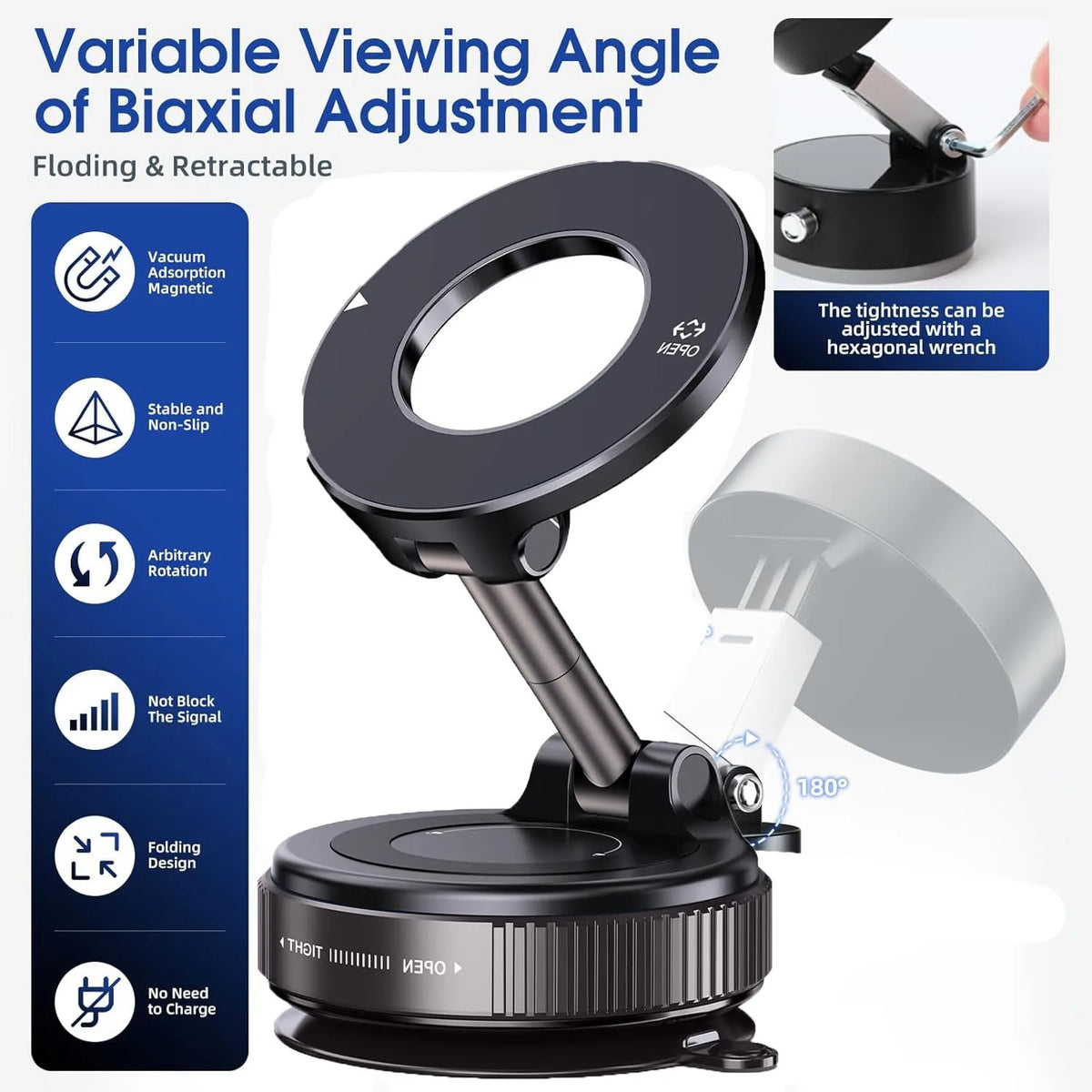 2026 Magnetic vacuum  car phone holder 360 adjustable mount