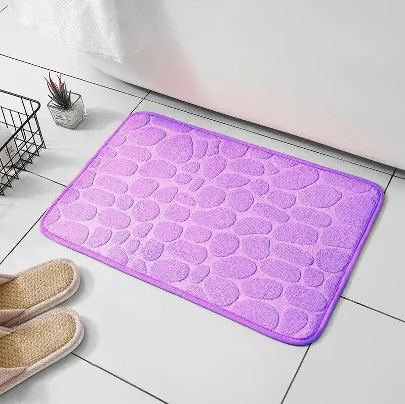 Embossed Microfiber Anti Slip Pebble Bath Mat