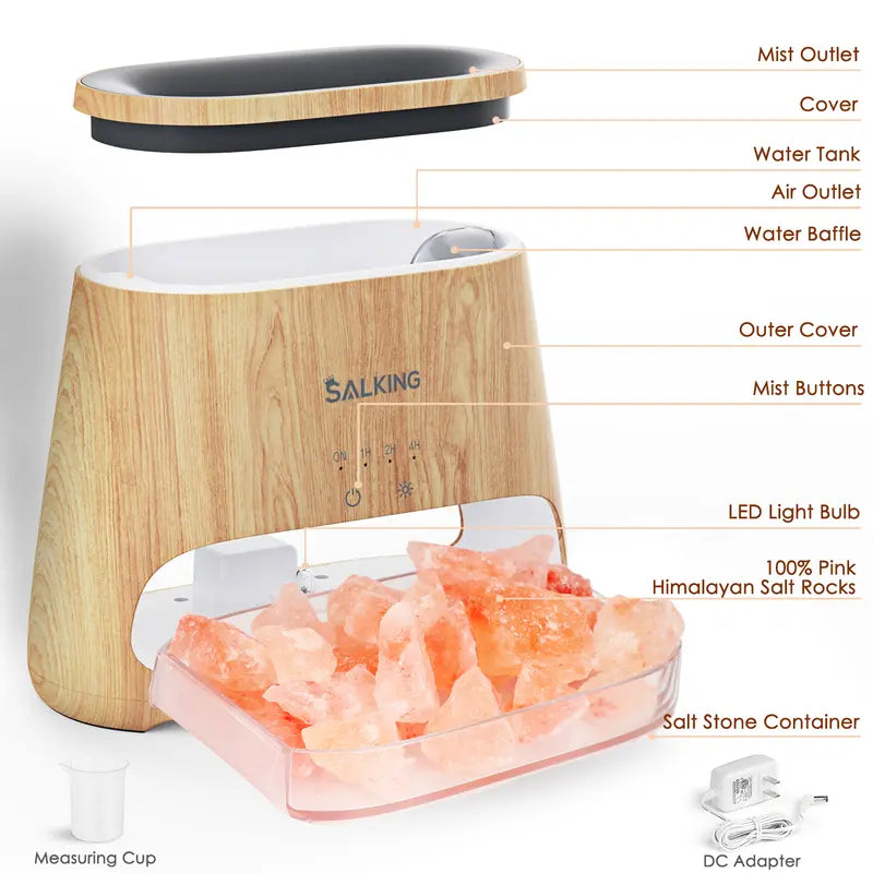 Himalayan Salt Lamp Humidifier & Essential Oil Diffuser with Warm Ambient Light